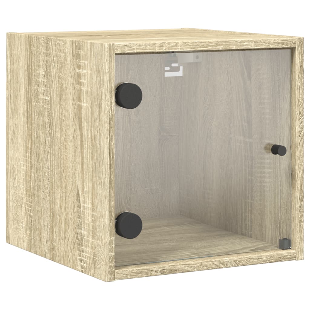 Bedside Cabinets with Glass Doors 2 pcs Sonoma Oak 35x37x35 cm