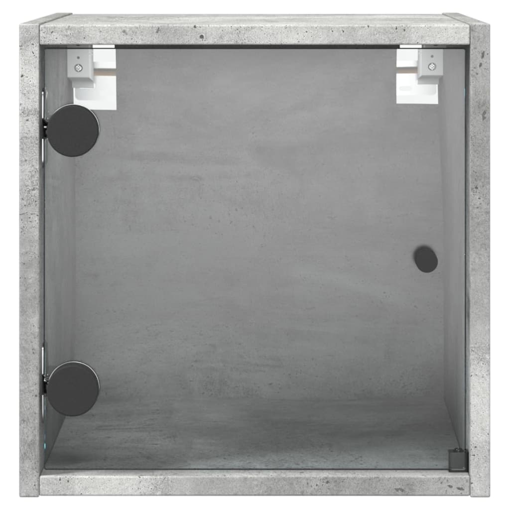Bedside Cabinet with Glass Door Concrete Grey 35x37x35 cm