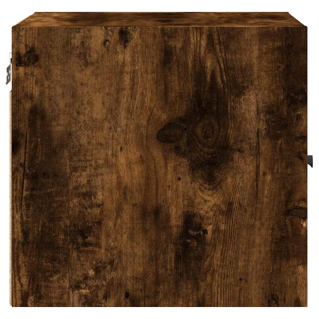 Bedside Cabinet with Glass Door Smoked Oak 35x37x35 cm