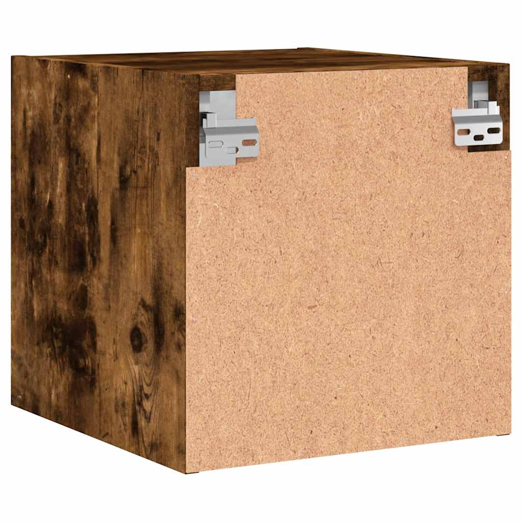Bedside Cabinet with Glass Door Smoked Oak 35x37x35 cm