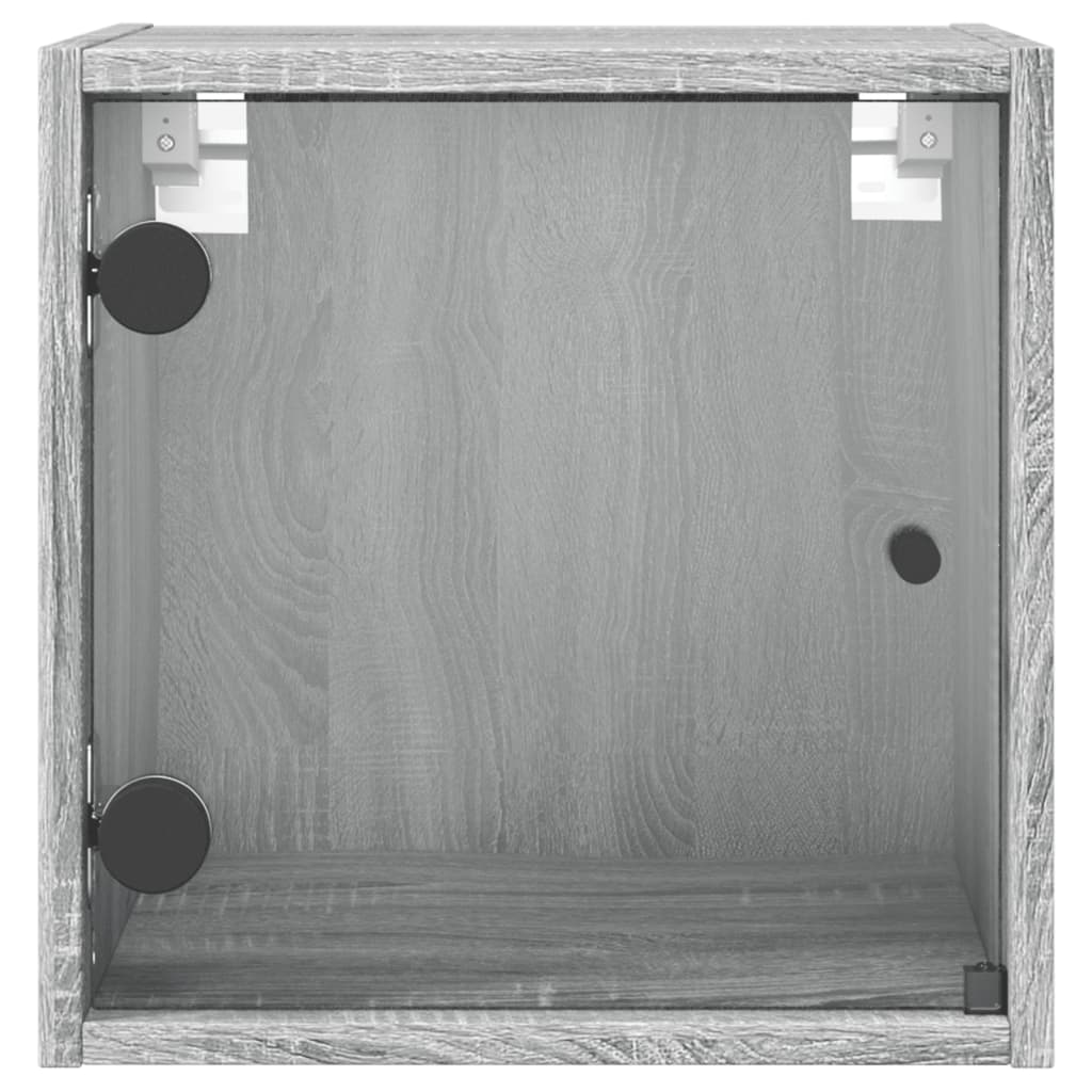 Bedside Cabinet with Glass Door Grey Sonoma 35x37x35 cm