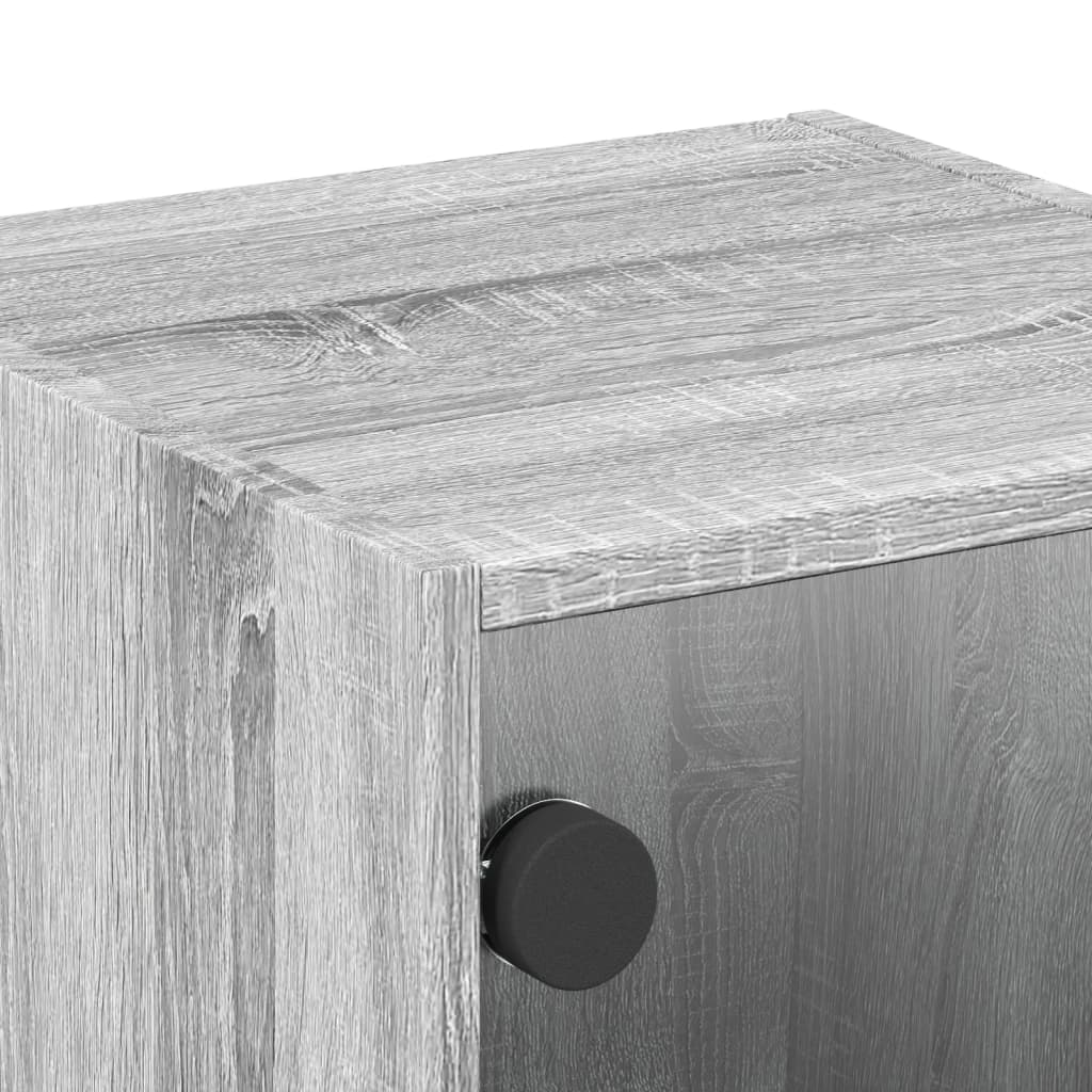 Bedside Cabinet with Glass Door Grey Sonoma 35x37x35 cm