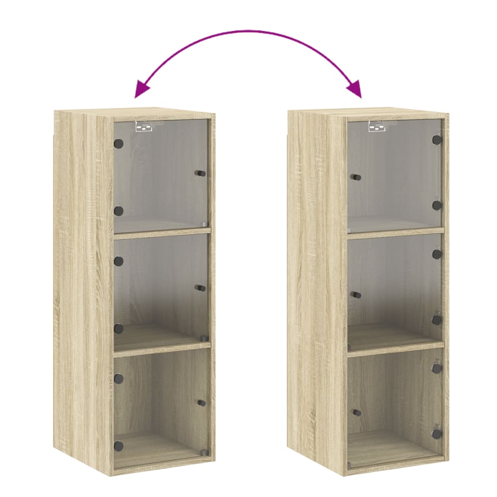 Wall Cabinet with Glass Doors Sonoma Oak 35x37x100 cm