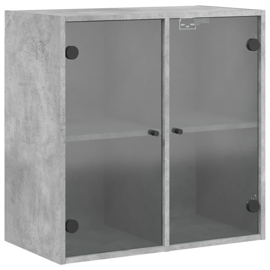 Wall Cabinet with Glass Doors Concrete Grey 68x37x68,5 cm