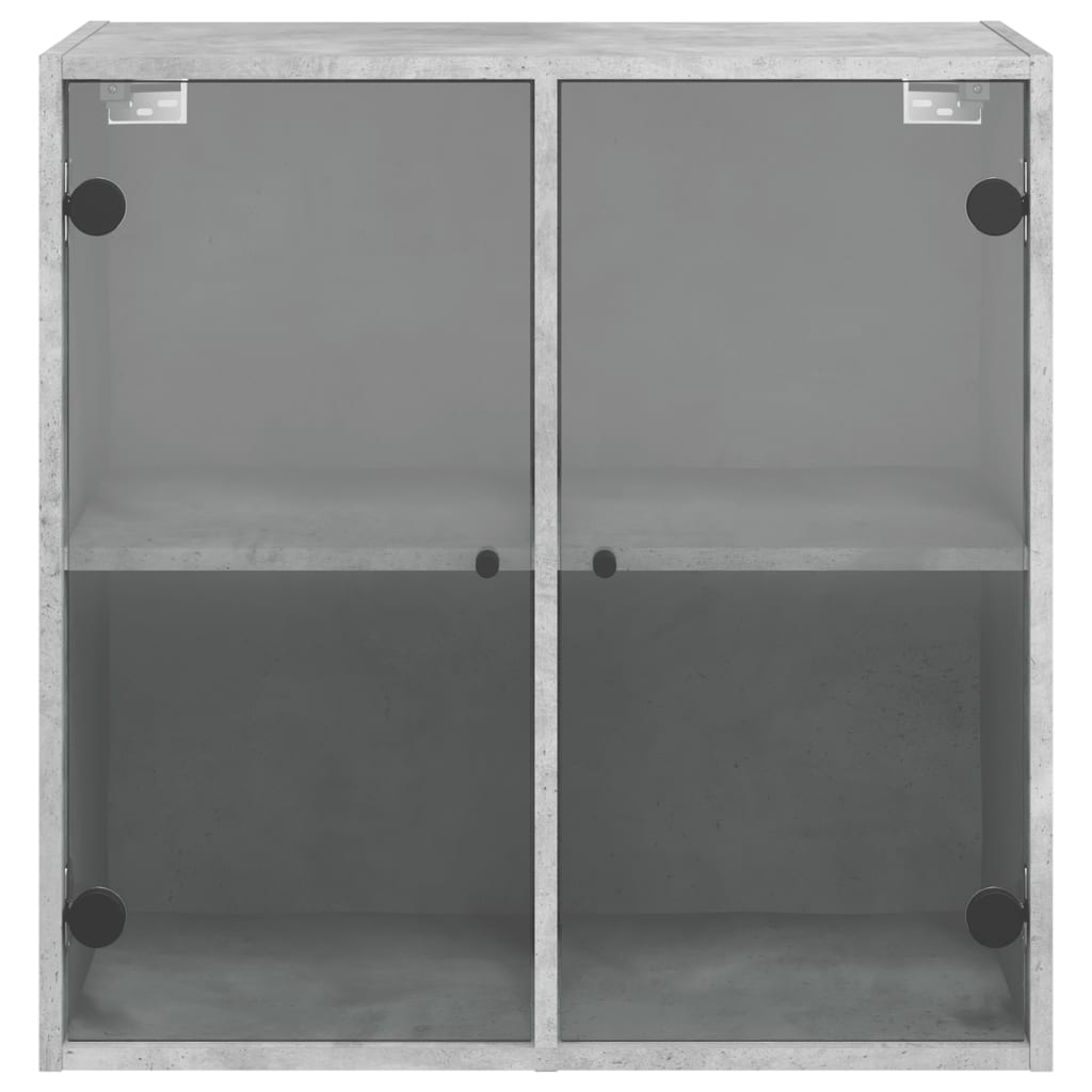 Wall Cabinet with Glass Doors Concrete Grey 68x37x68,5 cm