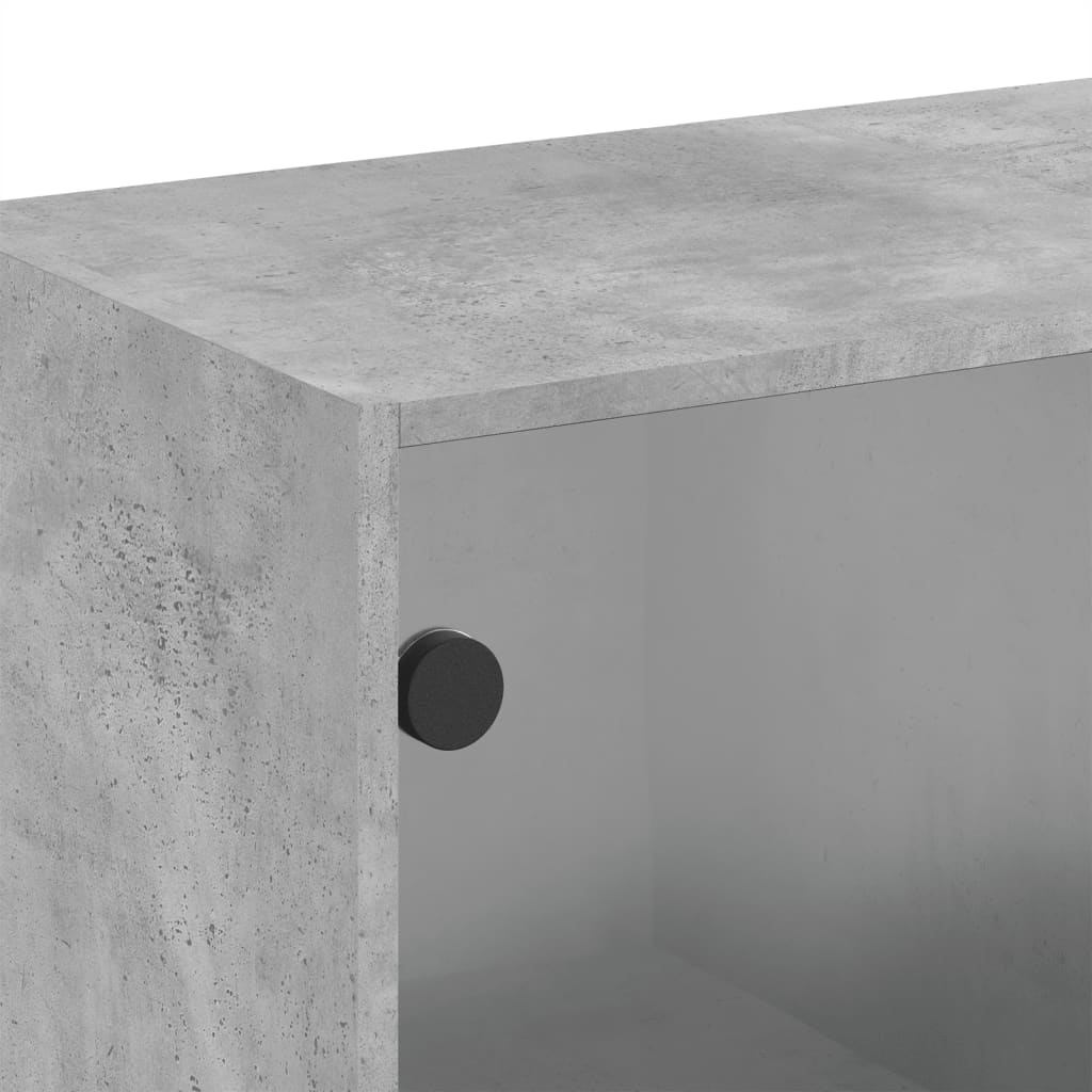 Wall Cabinet with Glass Doors Concrete Grey 68x37x68,5 cm