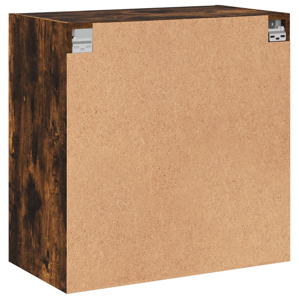 Wall Cabinet with Glass Doors Smoked Oak 68x37x68,5 cm