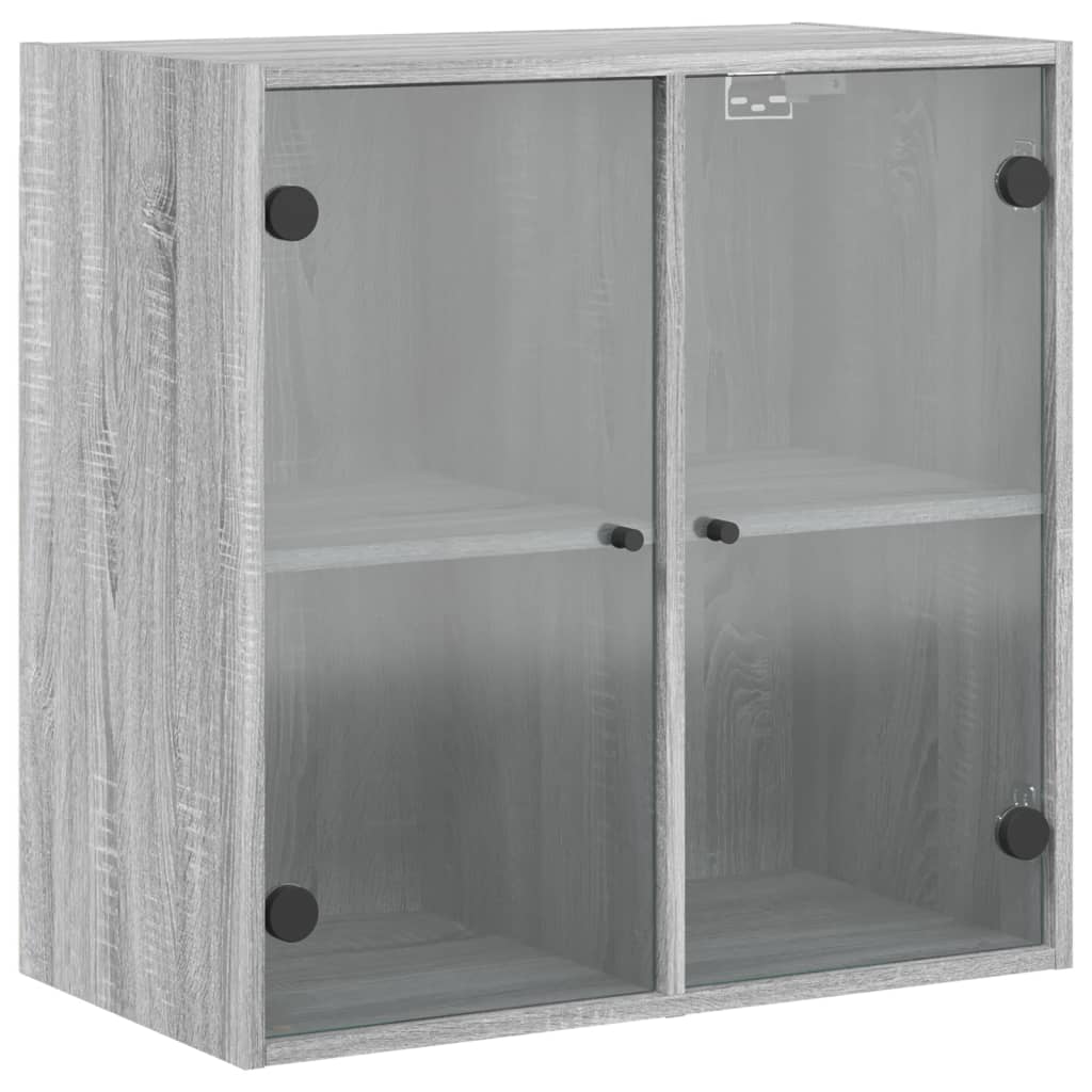 Wall Cabinet with Glass Doors Grey Sonoma 68x37x68,5 cm