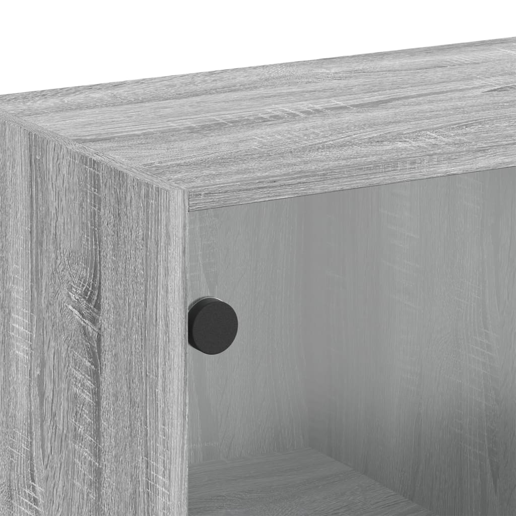 Wall Cabinet with Glass Doors Grey Sonoma 68x37x68,5 cm
