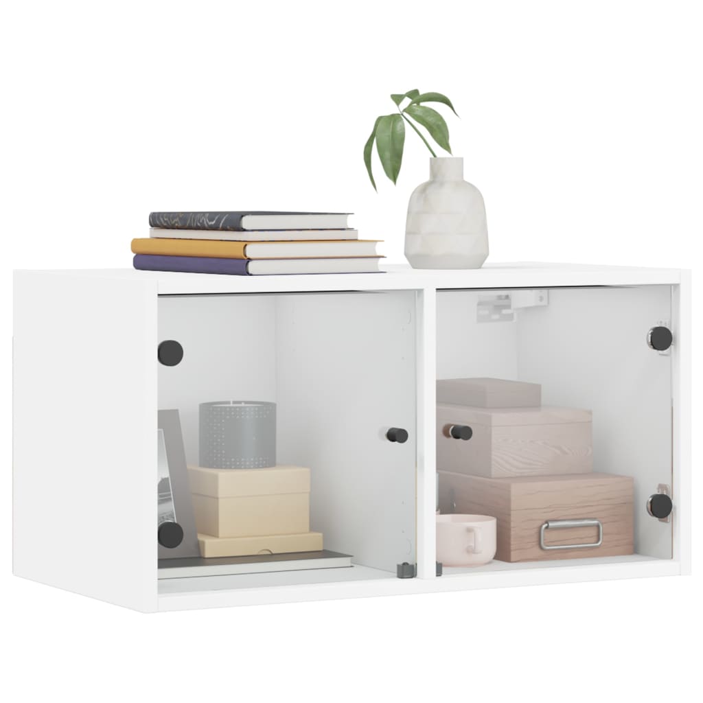 Wall Cabinet with Glass Doors White 68,5x37x35 cm