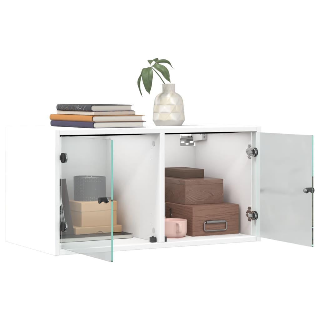 Wall Cabinet with Glass Doors White 68,5x37x35 cm