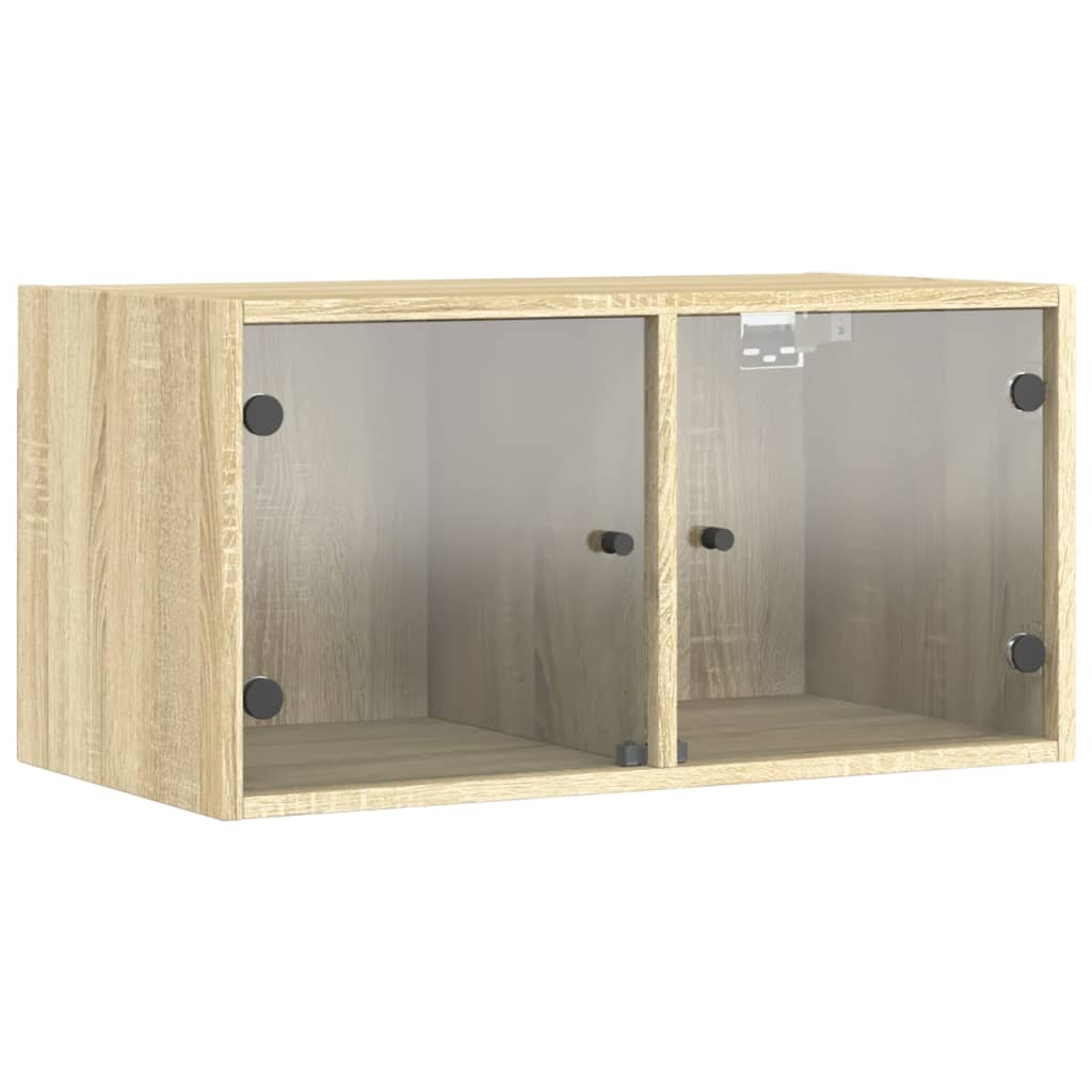 Wall Cabinet with Glass Doors Sonoma Oak 68,5x37x35 cm