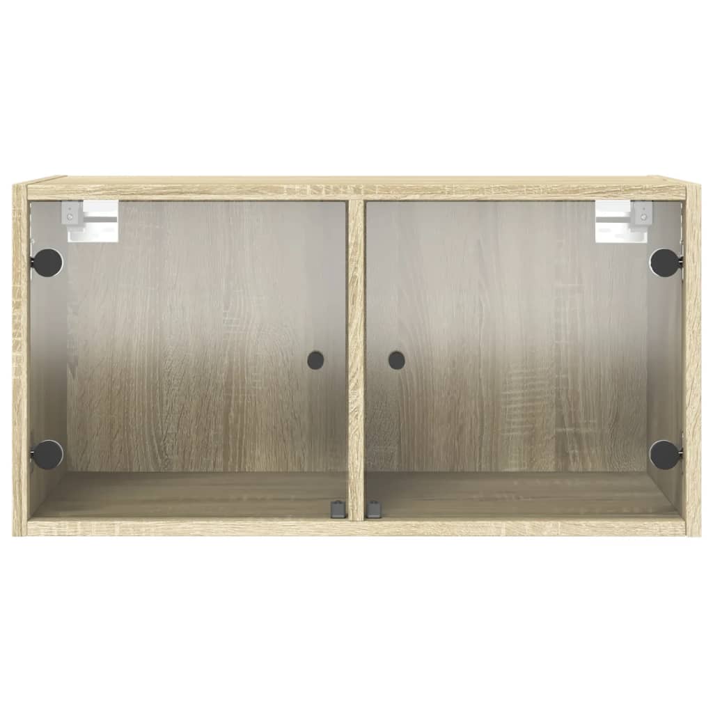 Wall Cabinet with Glass Doors Sonoma Oak 68,5x37x35 cm