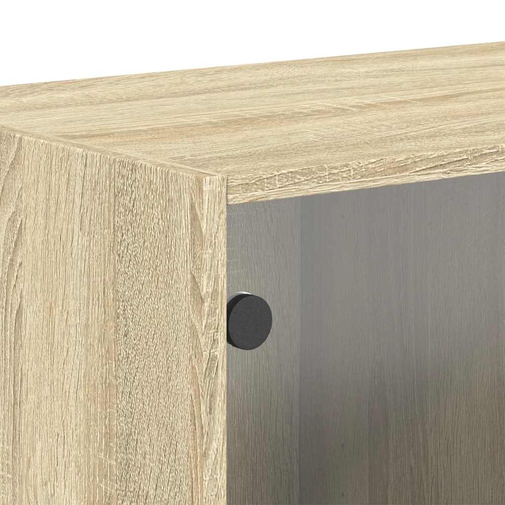 Wall Cabinet with Glass Doors Sonoma Oak 68,5x37x35 cm