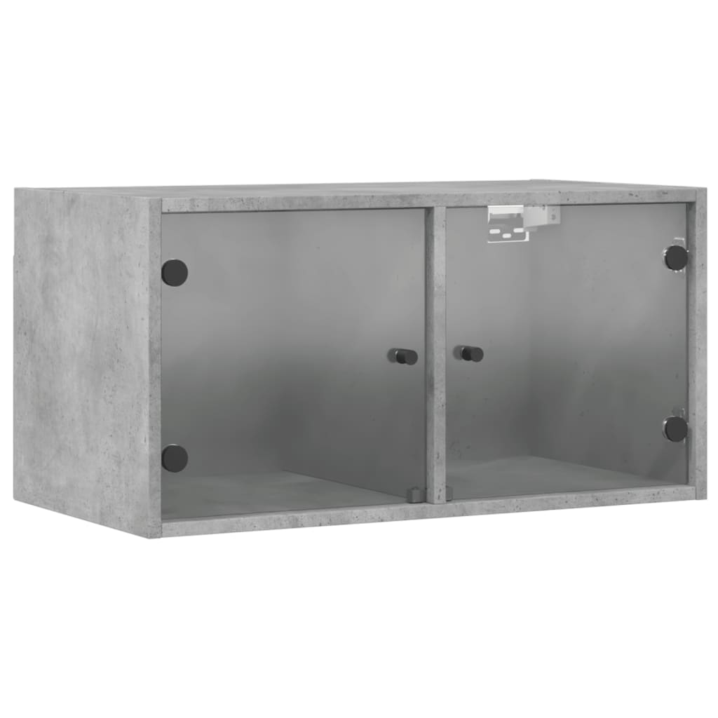 Wall Cabinet with Glass Doors Concrete Grey 68,5x37x35 cm