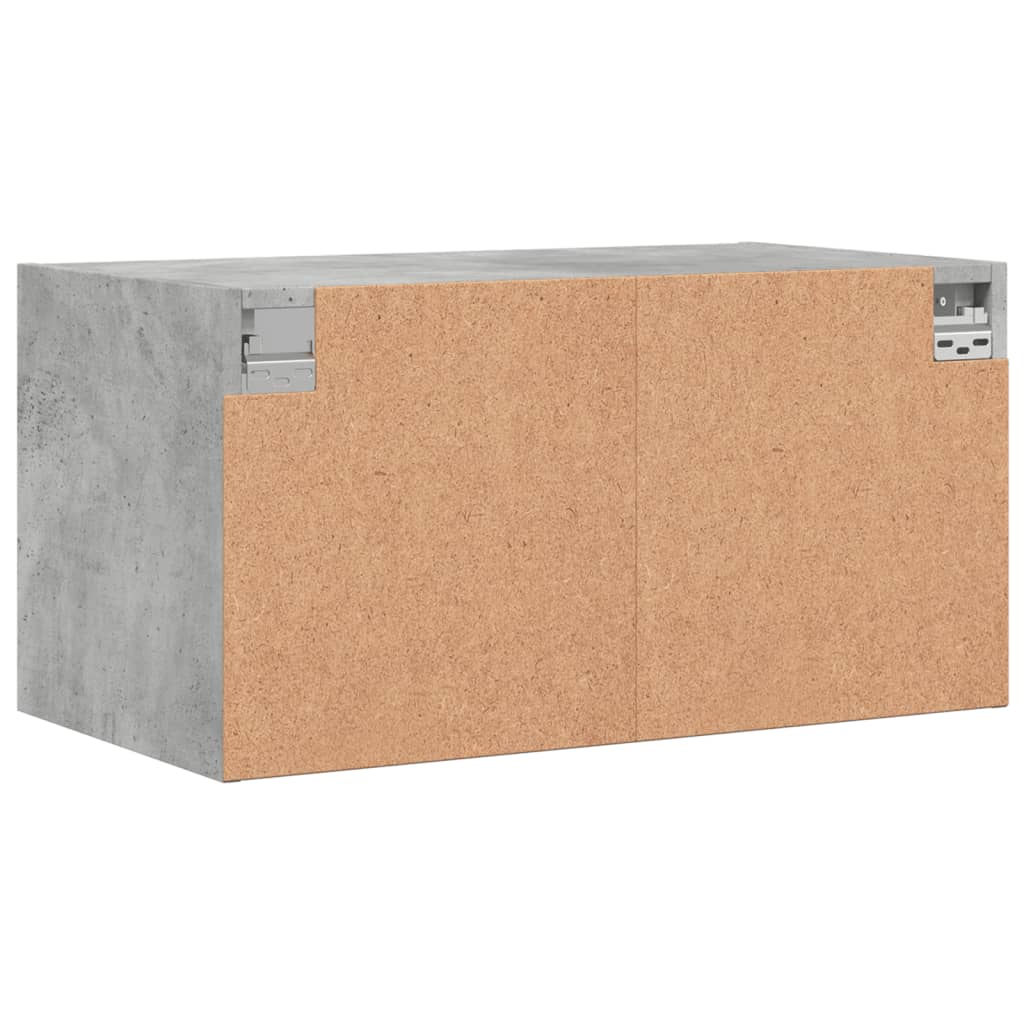 Wall Cabinet with Glass Doors Concrete Grey 68,5x37x35 cm