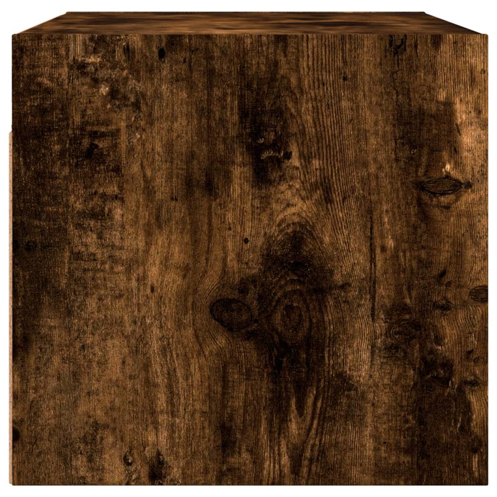 Wall Cabinet with Glass Doors Smoked Oak 68,5x37x35 cm