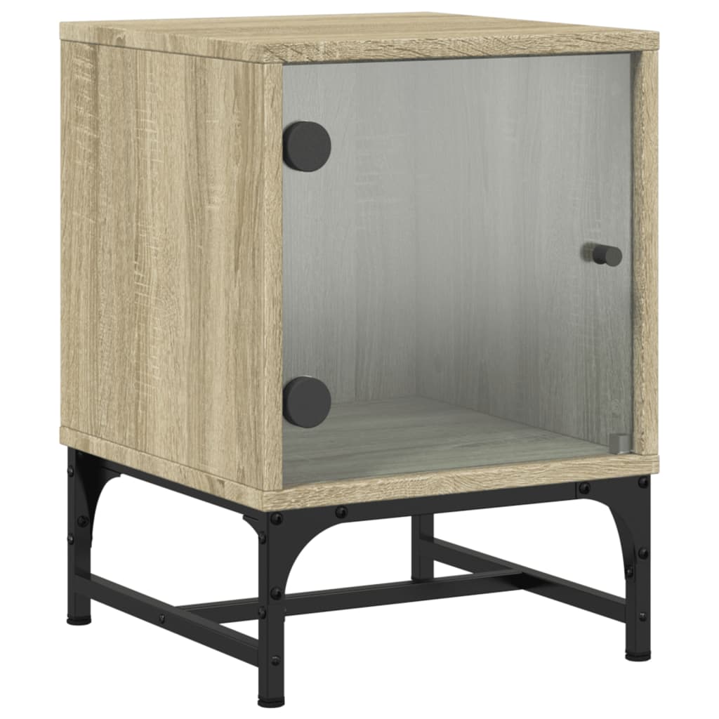 vidaXL Bedside Cabinet with Glass Door Sonoma Oak 35x37x50 cm