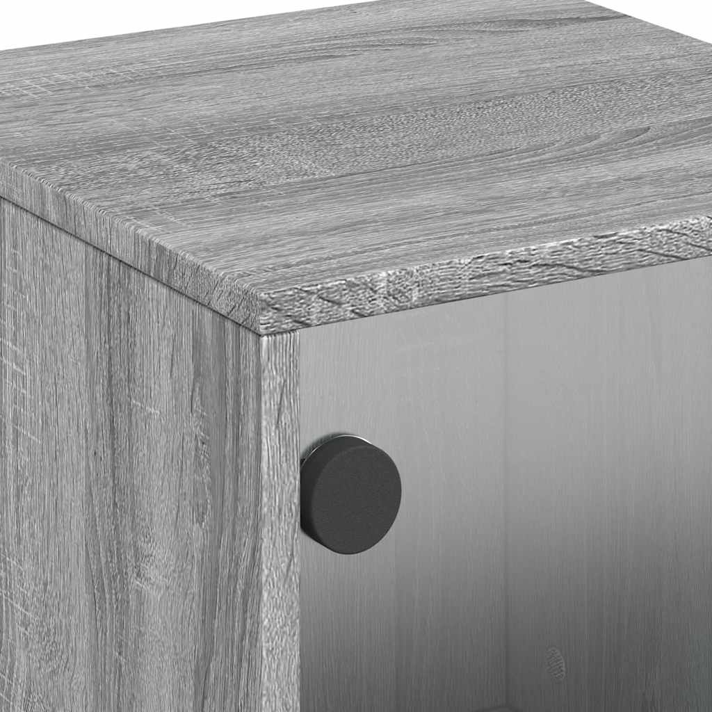 Bedside Cabinet with Glass Door Grey Sonoma 35x37x50 cm