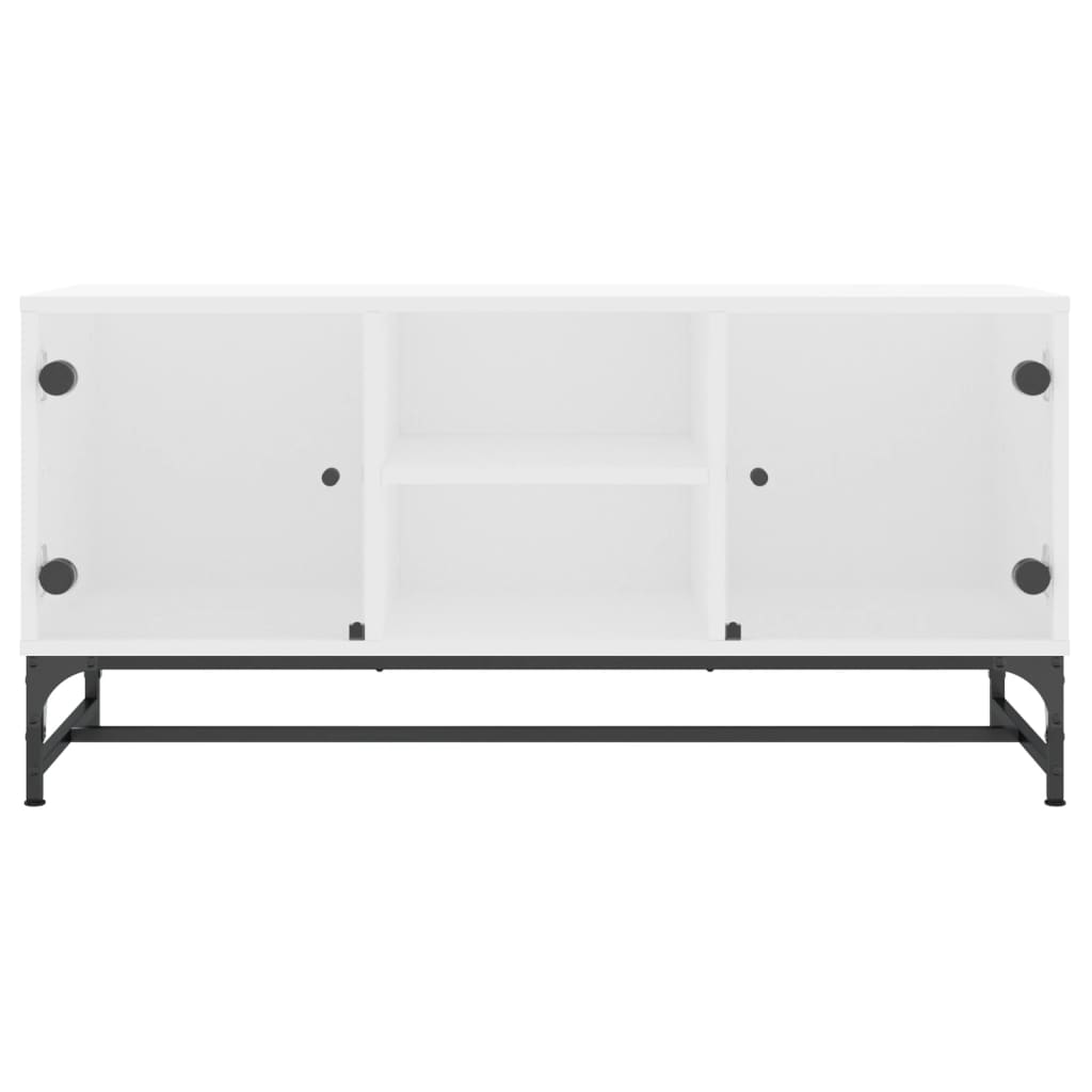 vidaXL TV Cabinet with Glass Doors White 102x37x50 cm