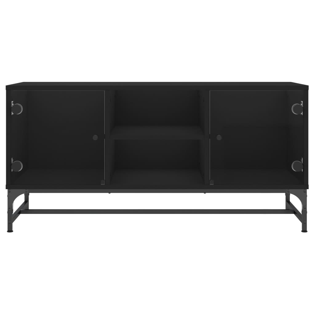 vidaXL TV Cabinet with Glass Doors Black 102x37x50 cm