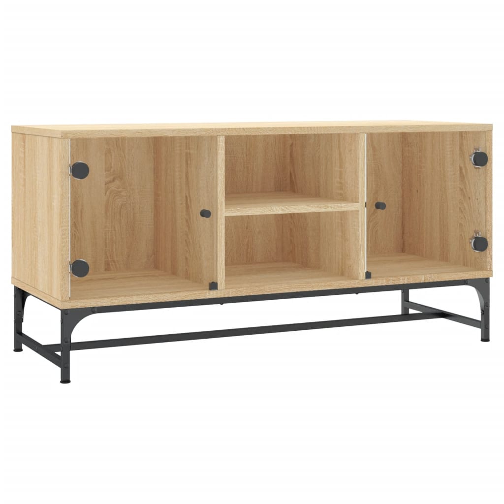 vidaXL TV Cabinet with Glass Doors Sonoma Oak 102x37x50 cm