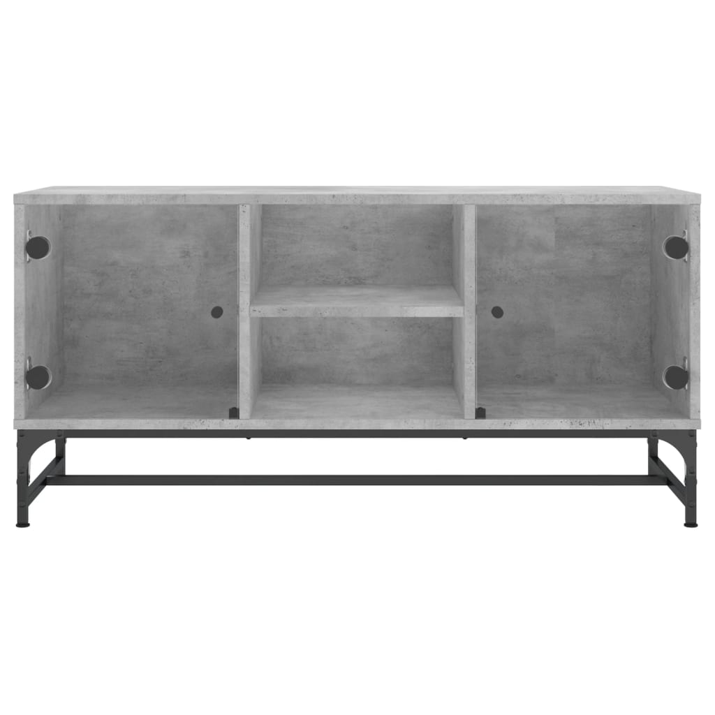 vidaXL TV Cabinet with Glass Doors Concrete Grey 102x37x50 cm