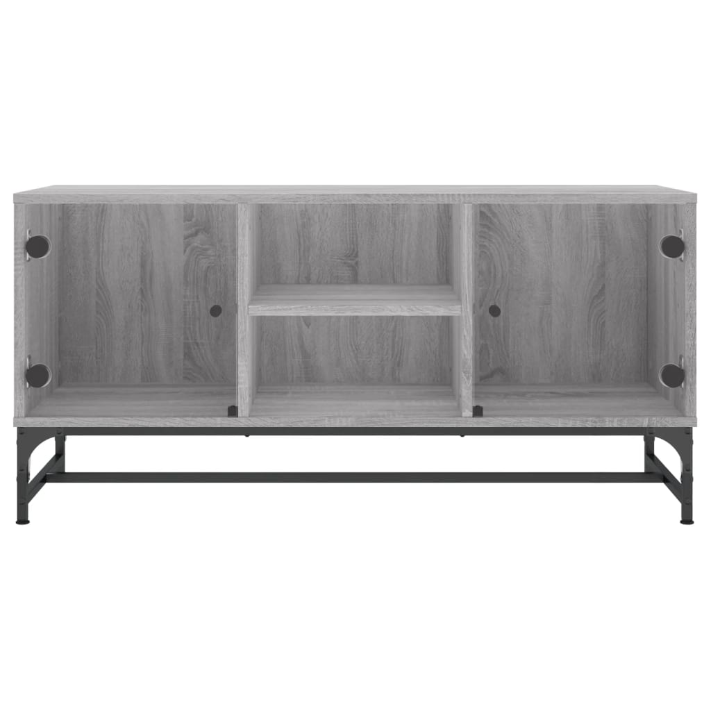 vidaXL TV Cabinet with Glass Doors Grey Sonoma 102x37x50 cm