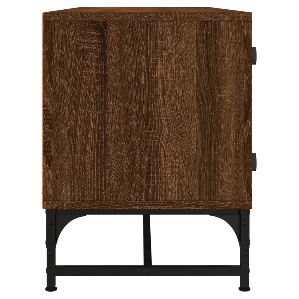 vidaXL TV Cabinet with Glass Doors Brown Oak 102x37x50 cm