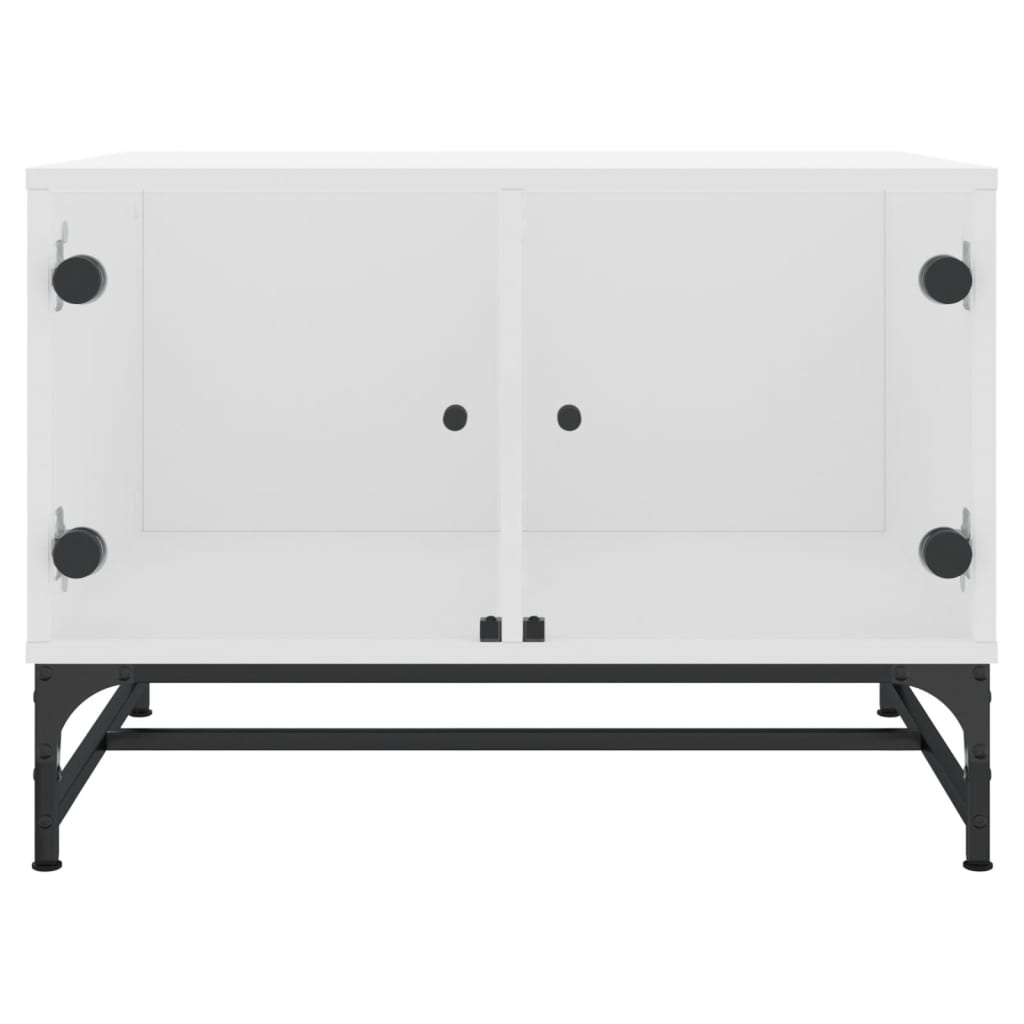 Coffee Table with Glass Doors White 68,5x50x50 cm