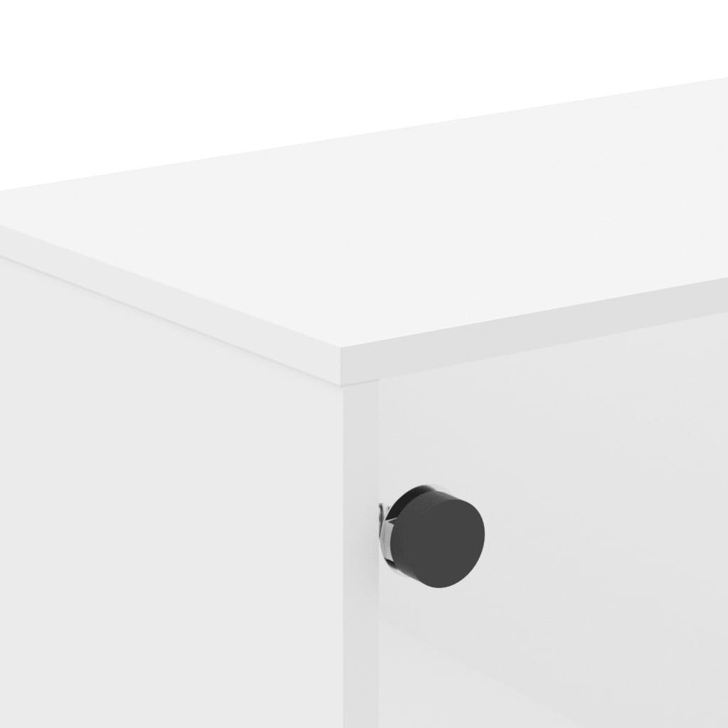 Coffee Table with Glass Doors White 68,5x50x50 cm