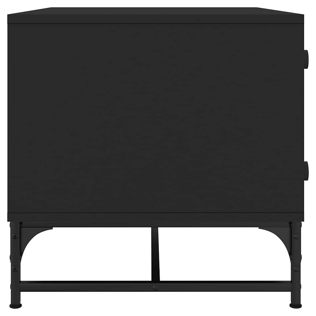 Coffee Table with Glass Doors Black 68,5x50x50 cm