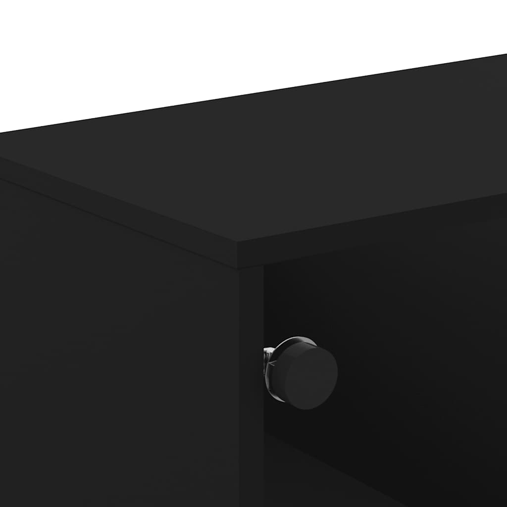 Coffee Table with Glass Doors Black 68,5x50x50 cm
