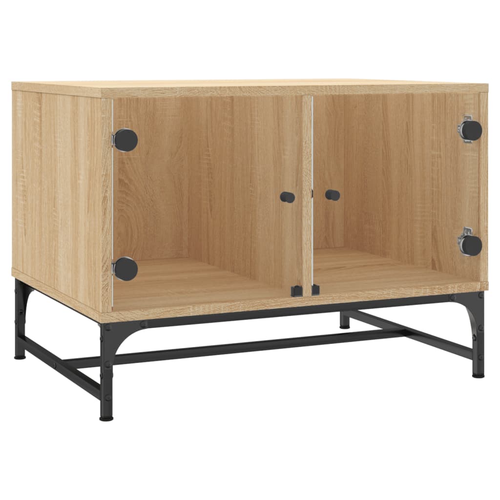 Coffee Table with Glass Doors Sonoma Oak 68,5x50x50 cm