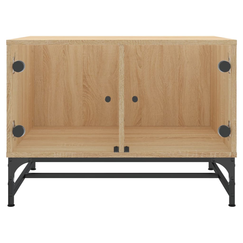 Coffee Table with Glass Doors Sonoma Oak 68,5x50x50 cm