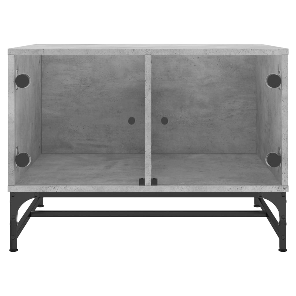 Coffee Table with Glass Doors Concrete Grey 68,5x50x50 cm