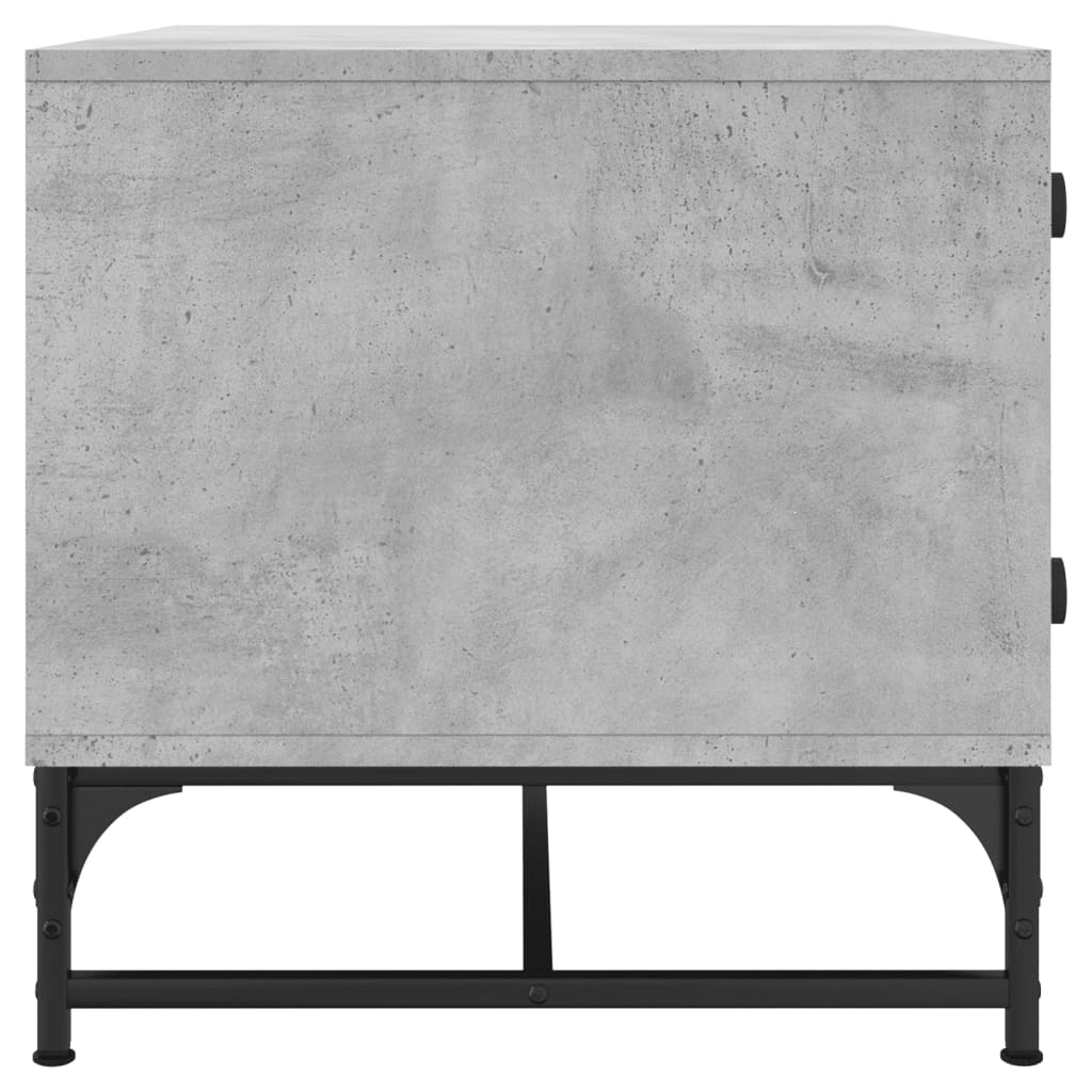 Coffee Table with Glass Doors Concrete Grey 68,5x50x50 cm