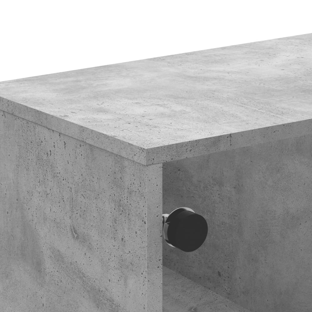 Coffee Table with Glass Doors Concrete Grey 68,5x50x50 cm
