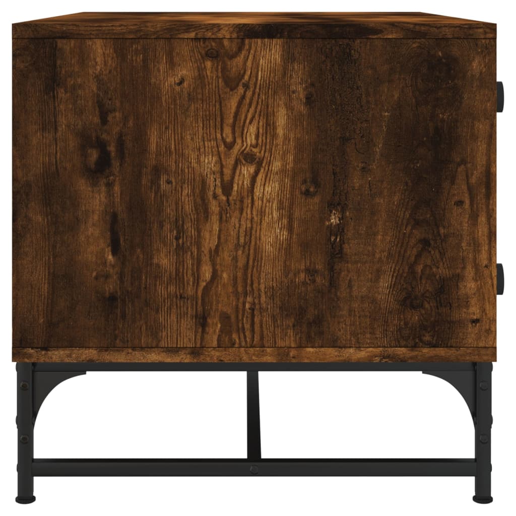 Coffee Table with Glass Doors Smoked Oak 68,5x50x50 cm