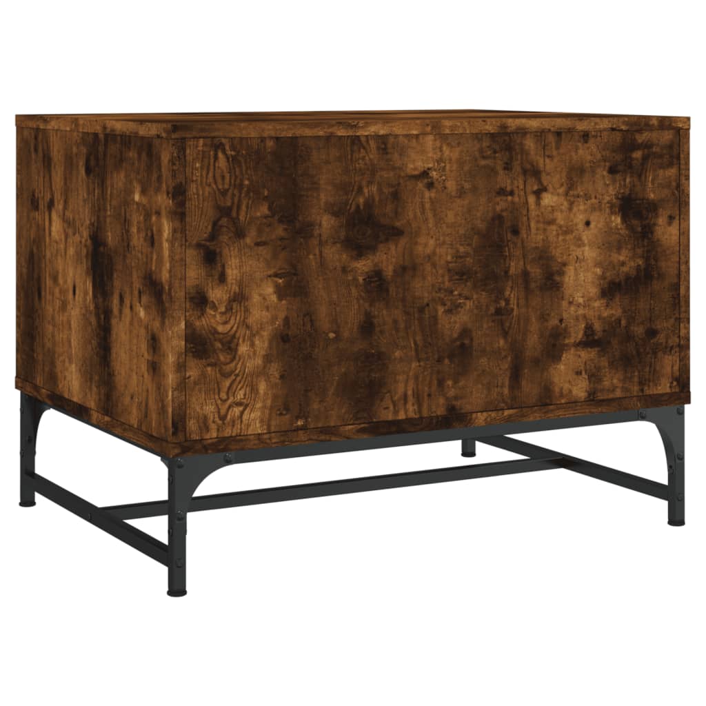 Coffee Table with Glass Doors Smoked Oak 68,5x50x50 cm