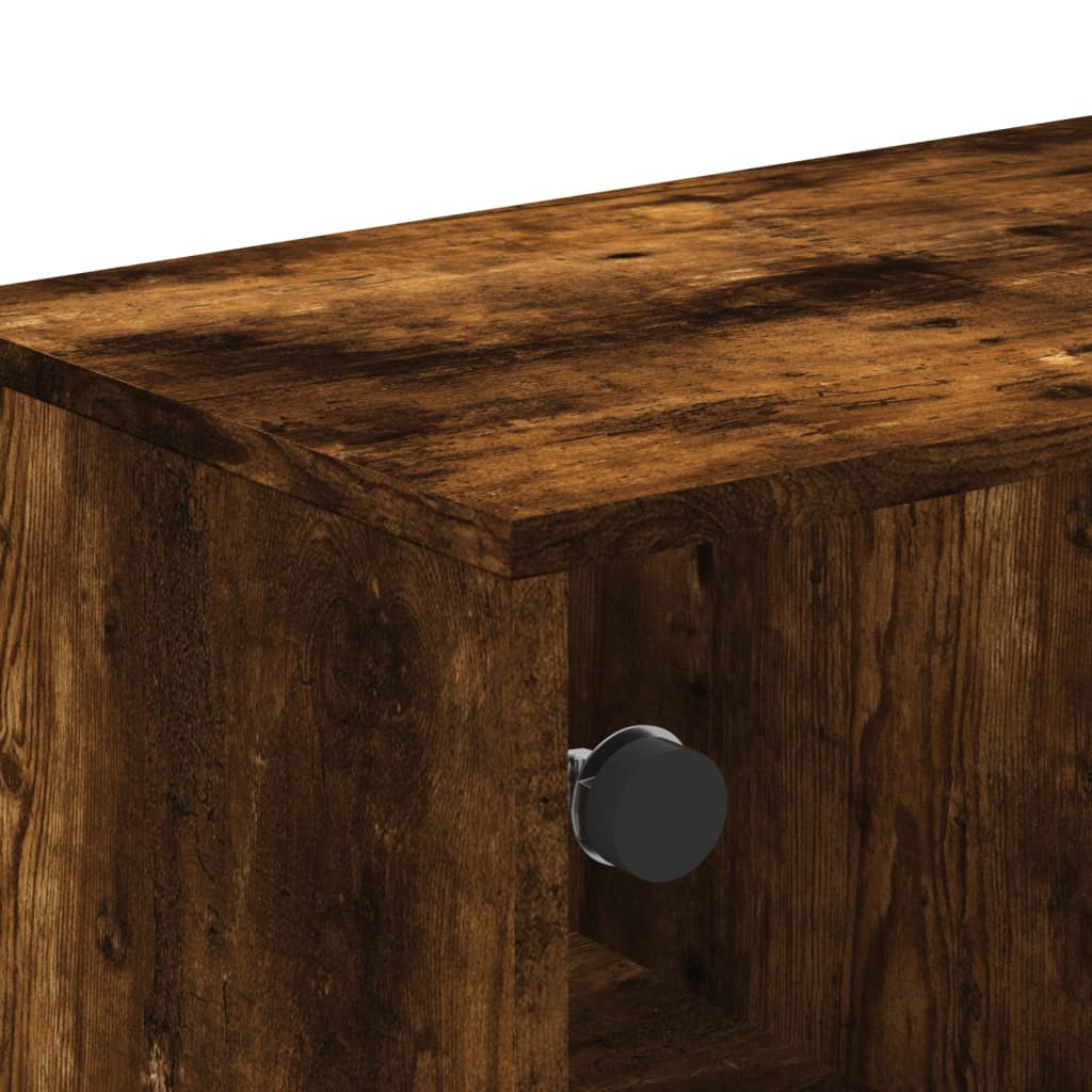 Coffee Table with Glass Doors Smoked Oak 68,5x50x50 cm
