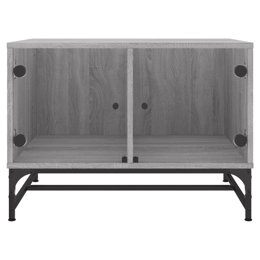 Coffee Table with Glass Doors Grey Sonoma 68,5x50x50 cm