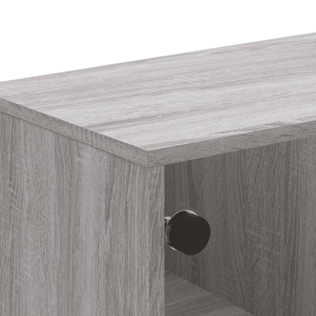 Coffee Table with Glass Doors Grey Sonoma 68,5x50x50 cm