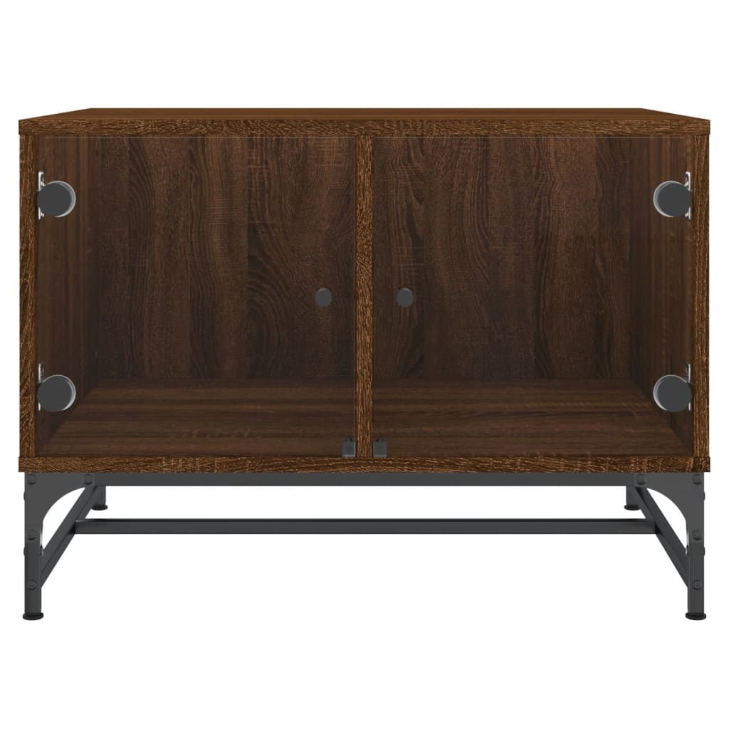 Coffee Table with Glass Doors Brown Oak 68,5x50x50 cm