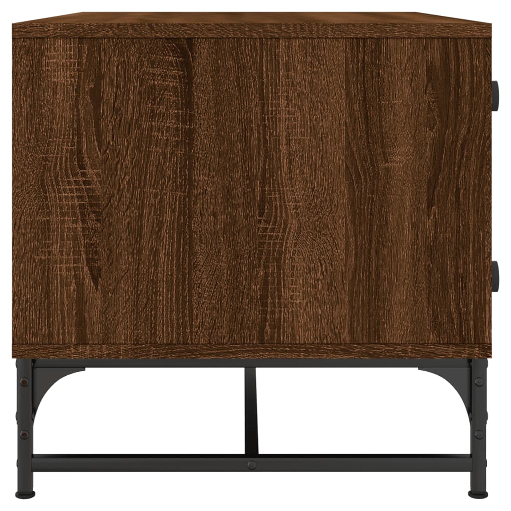 Coffee Table with Glass Doors Brown Oak 68,5x50x50 cm