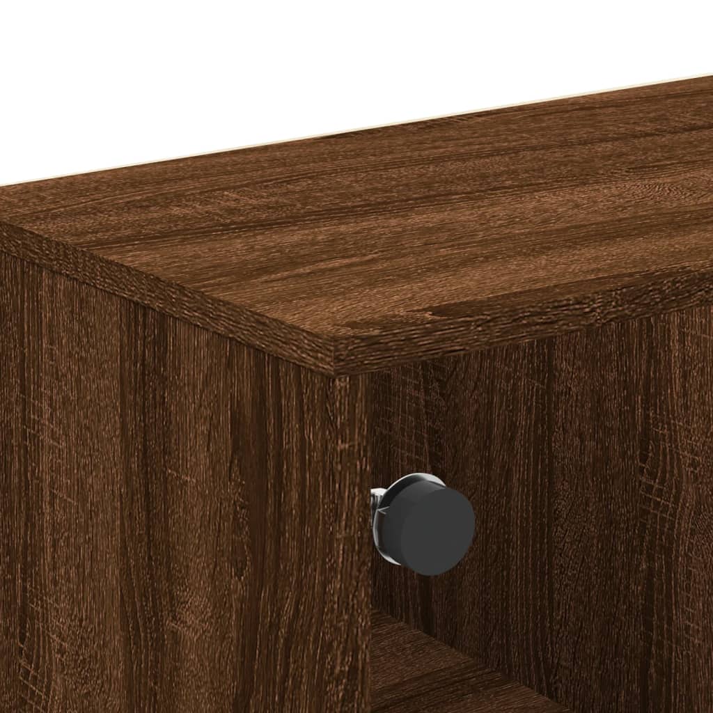 Coffee Table with Glass Doors Brown Oak 68,5x50x50 cm