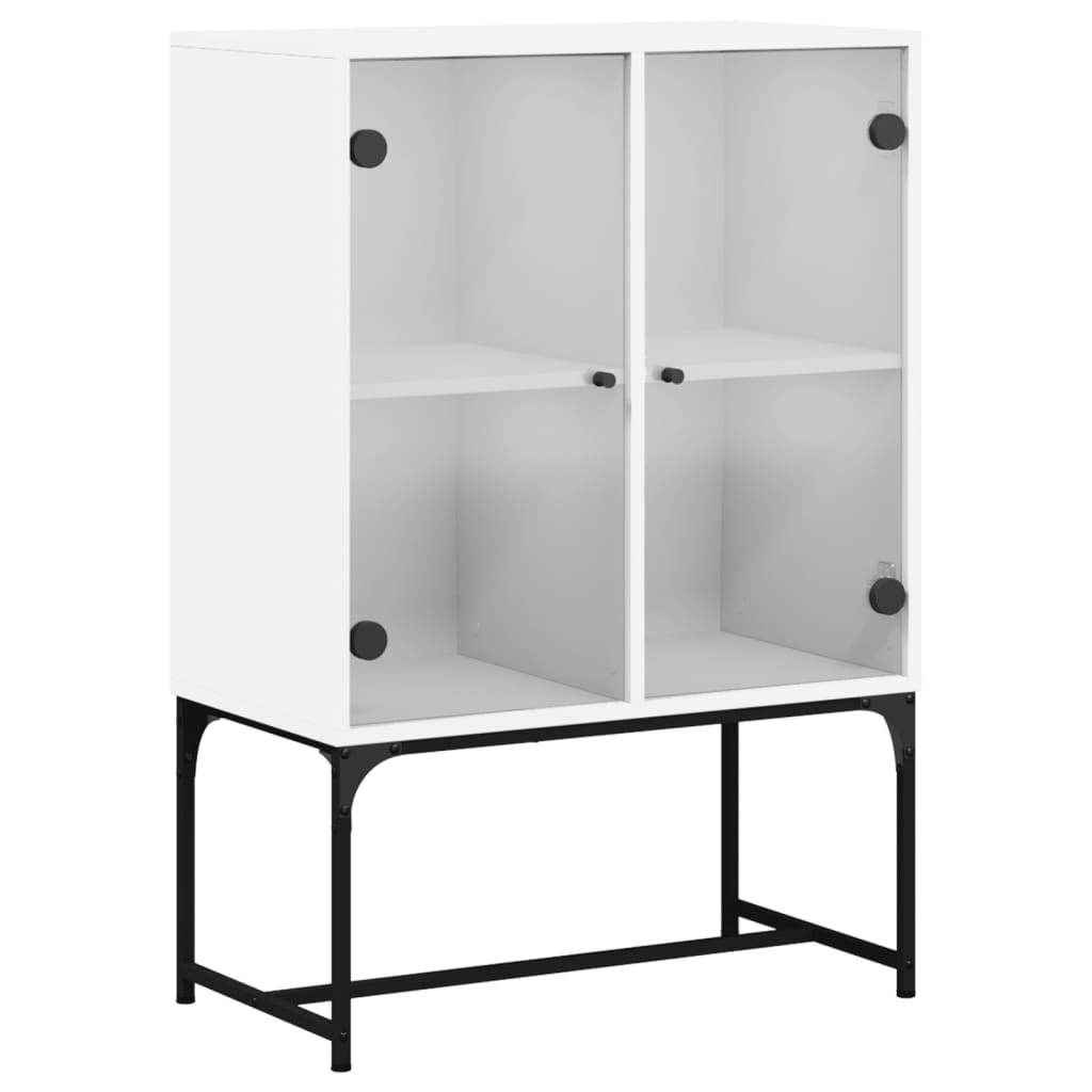 vidaXL Side Cabinet with Glass Doors White 69x37x100 cm