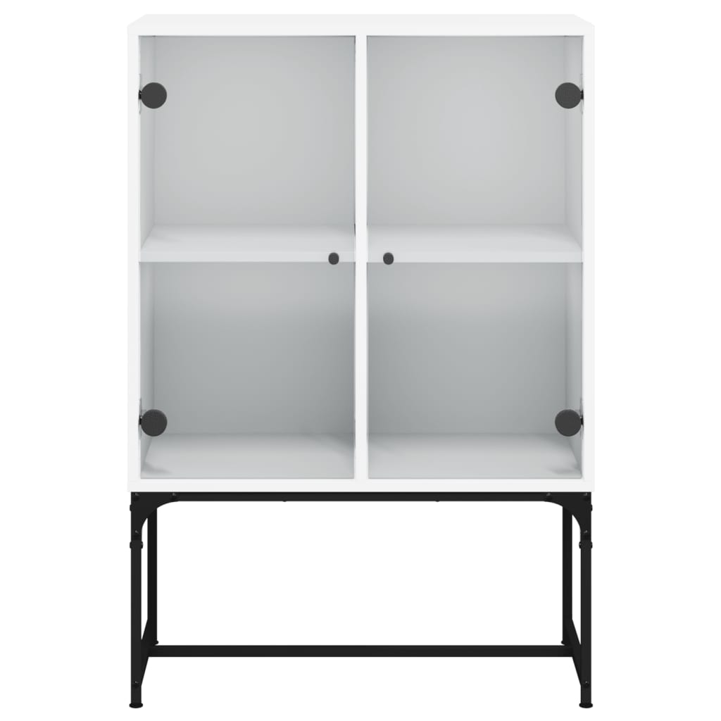 vidaXL Side Cabinet with Glass Doors White 69x37x100 cm