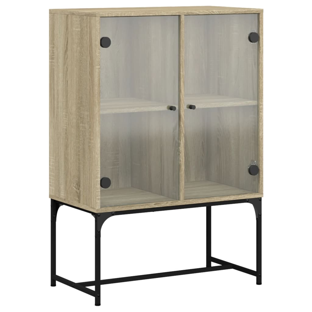 vidaXL Side Cabinet with Glass Doors Sonoma Oak 69x37x100 cm