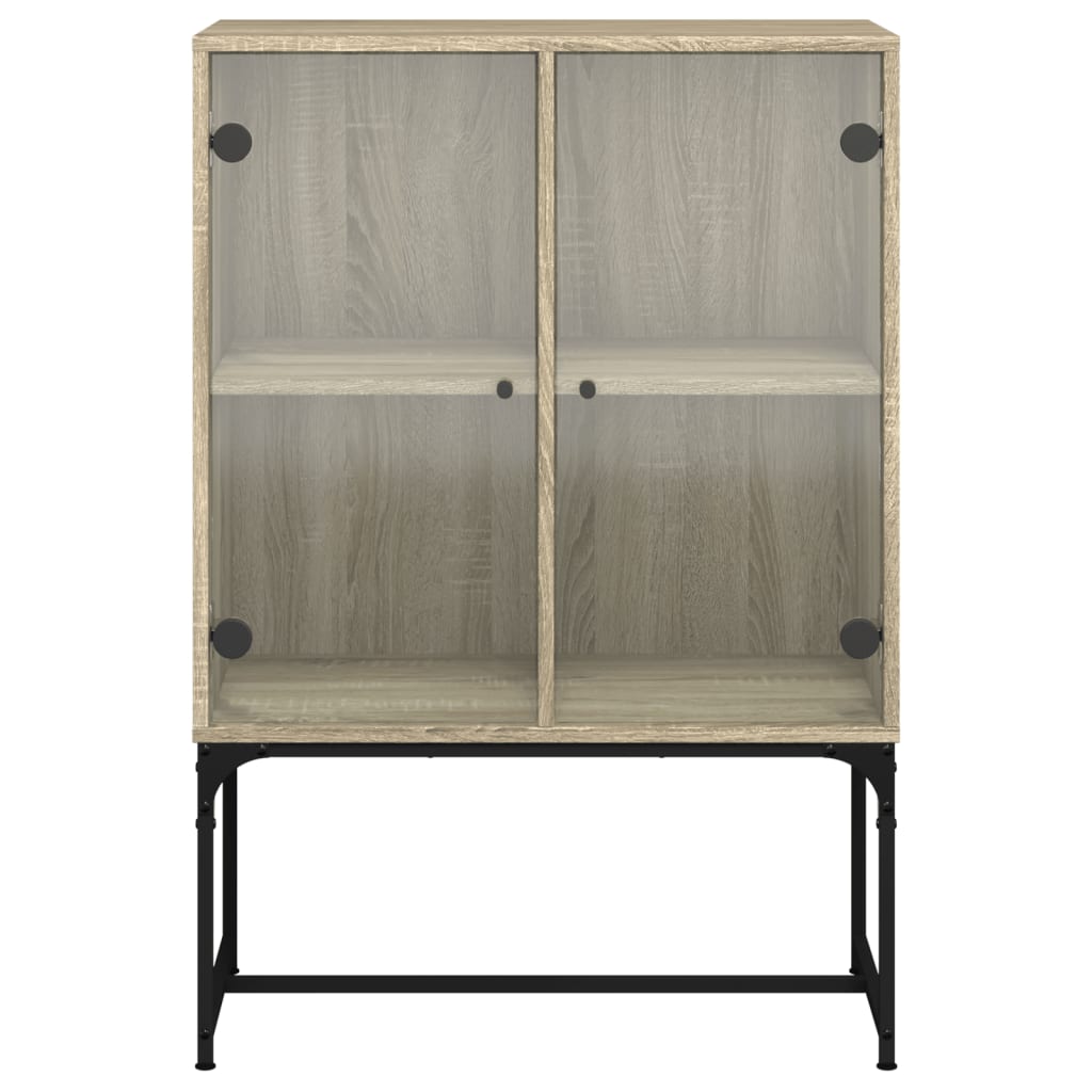 vidaXL Side Cabinet with Glass Doors Sonoma Oak 69x37x100 cm